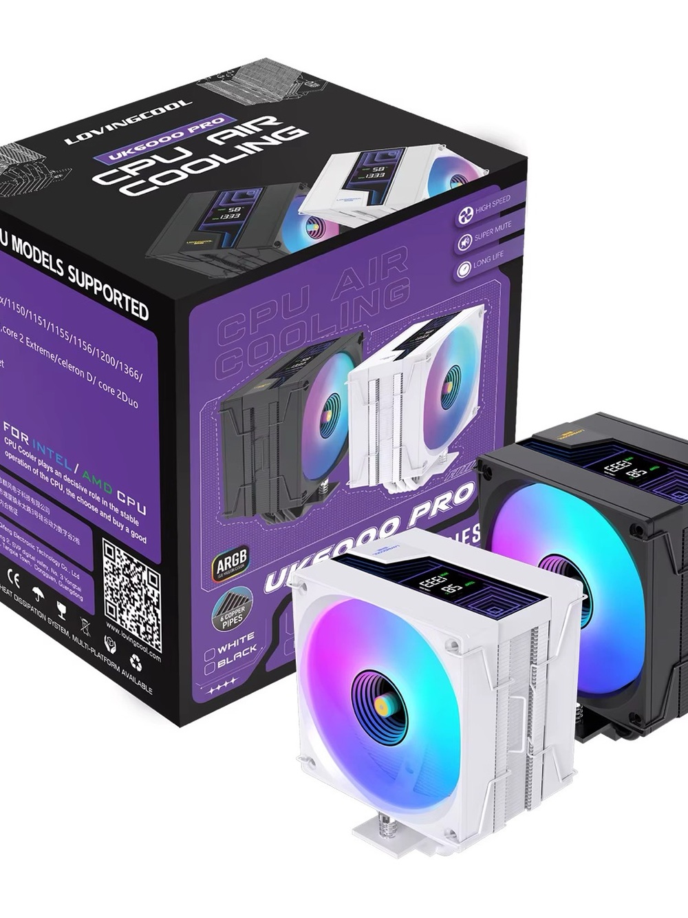 UK5000 Pro White ARGB CPU Air Cooler